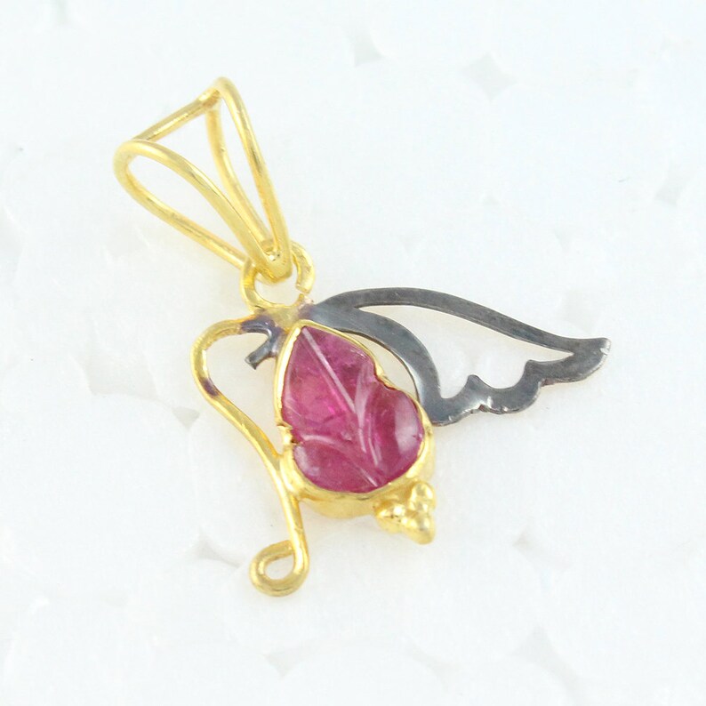 Butterfly Pendant Natural Tourmaline Pendant Tourmaline Jewelry Natural Gemstone Pendant Christmas Gift Silver Pendant Pendant