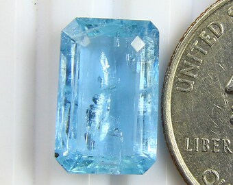 Aguamarina natural facetada de 9,5 x 14,5 mm - Gema de aguamarina natural - Aguamarina tallada - Gema de aguamarina - Piedra de aguamarina - Octágono