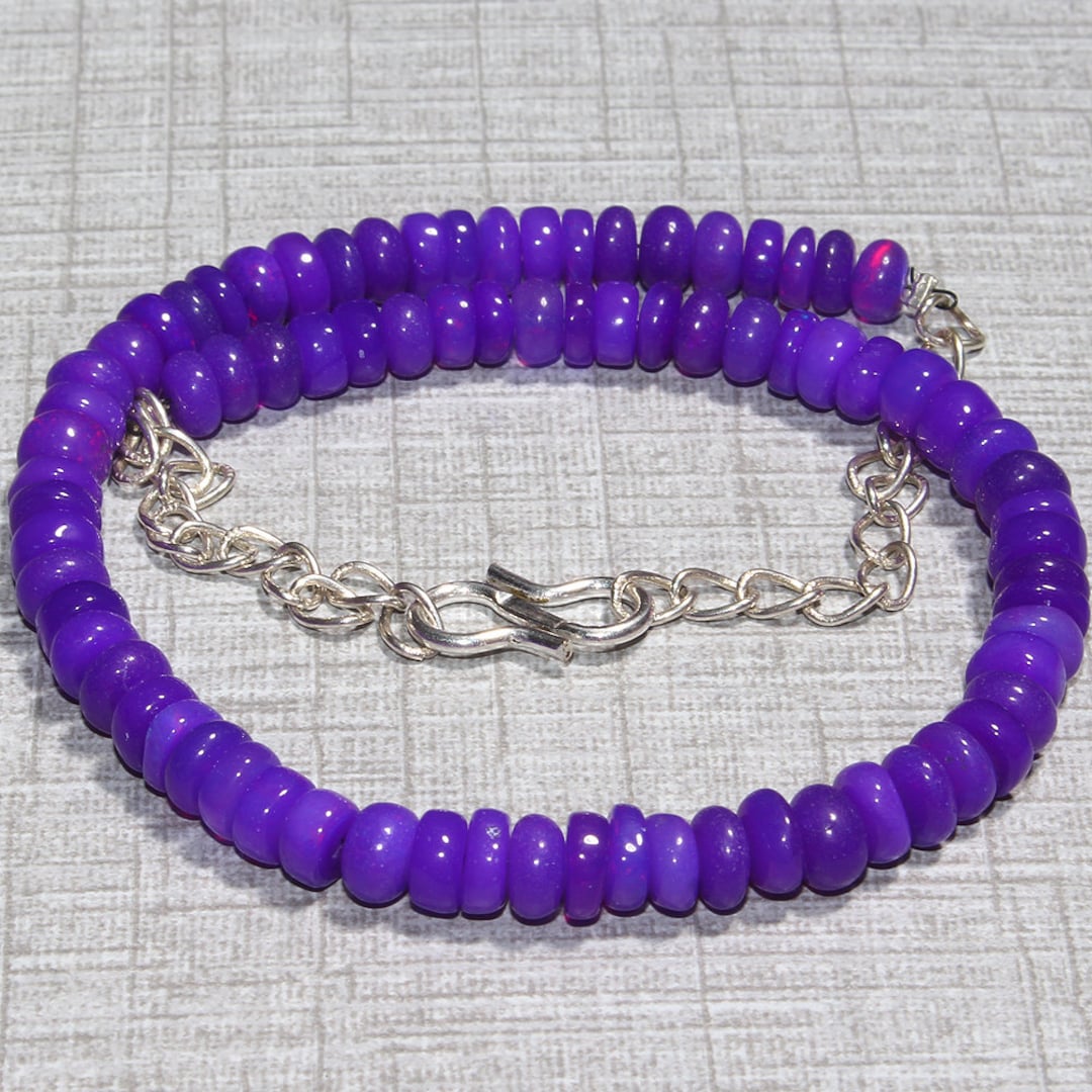Natural Ethiopian Welo Fire Opal Bead Bracelet: Rondelle Gemstone