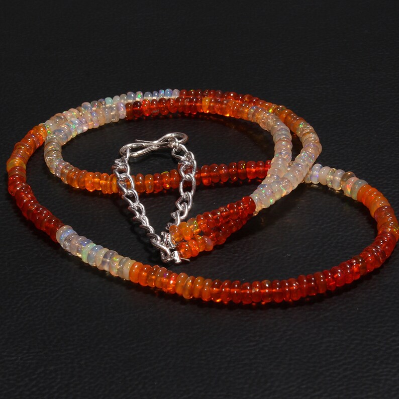 Multi Color Opal Necklace 40 Carat 17 Opal Beads Necklace Natural Ethiopian Fire Opal Beads Necklace Handmade Opal Necklace