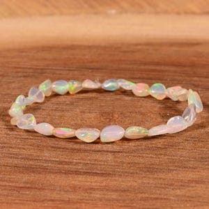 Natural Opal Bracelet, Minimalist Bracelet, Ethiopian Tumble Opal Bracelet, Stretchable Opal Bracelet, Elastic Bracelet, October Birtstone