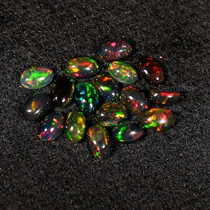 6x4 MM AAA++ Quality Opal, Natural Ethiopian Black Opal Cabochon, Black Opal Calibrated, Welo Fire Opal, October Birthstone, Oval Shape Opal