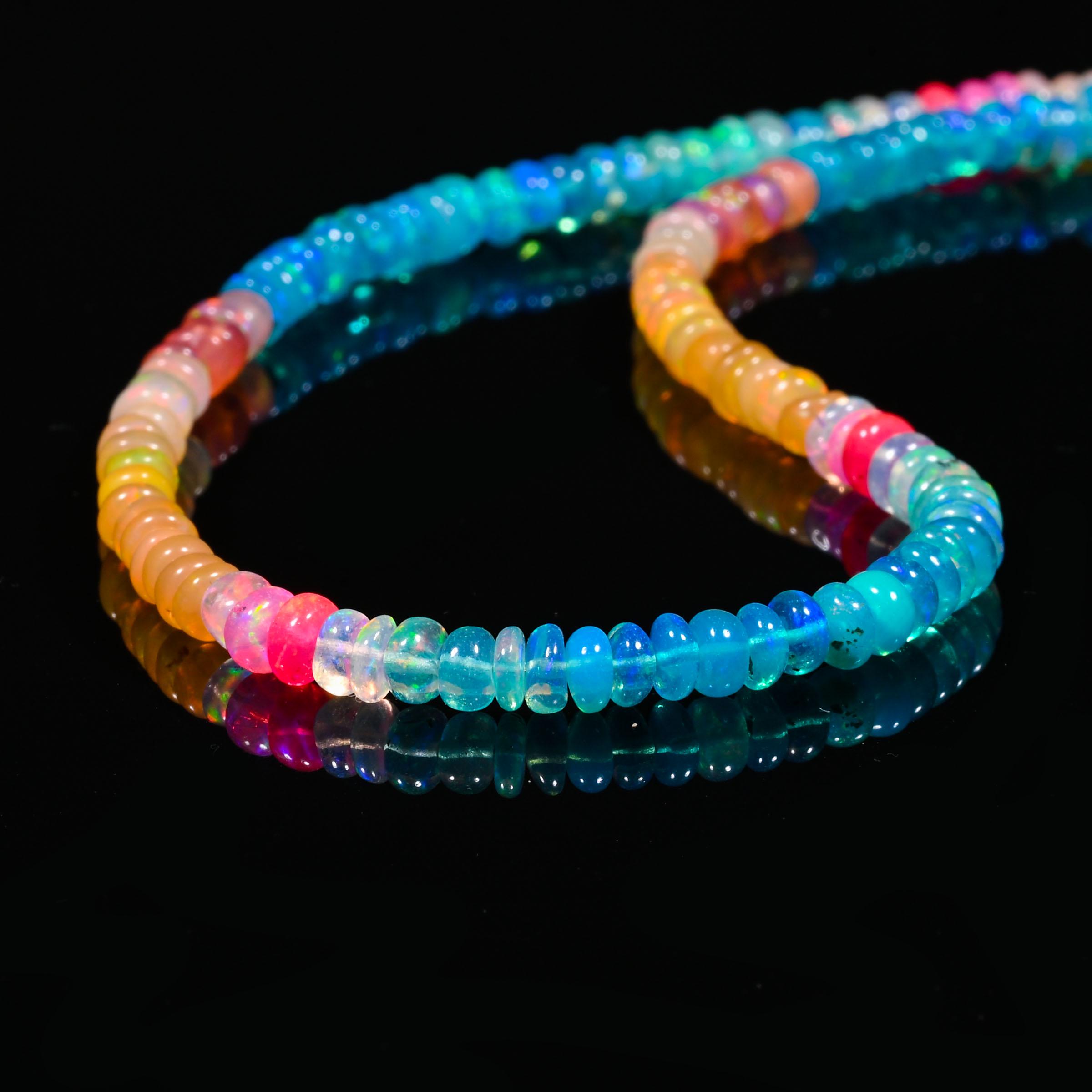 まばゆいばかりのマルチカラーオパールネックレス、ハンドメイド