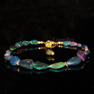 Braccialetto Etiope Con Opale E Peridoto - Pietre Preziose Naturali, Opale Welo Bianco E Peridoto Verde, Lunghezza 22 Cm, Argento 925, Gioiello Per Donna, Regalo Compleanno