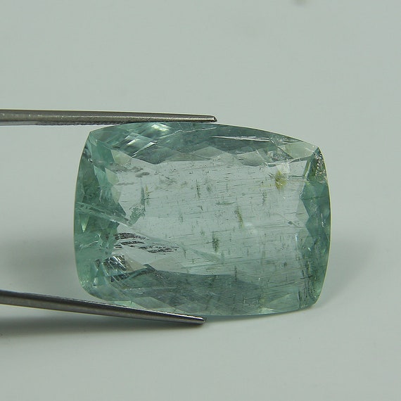 Carat Natural Aquamarine Faceted Aquamarine Video Blue  Aquamarine Gemstone Cushion Cut Loose Aquamarine March Birthstone