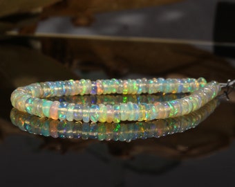 elegant necklace Rondelles 3130 fire opal handmade delicate neck wear ethnic Ethiopian Opal Beads Necklace partywear annivesary gift