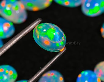 Ethiopian Welo Opal Cabochons: 5x7mm Oval Fire Opal, October Birthstone (20 Piece)