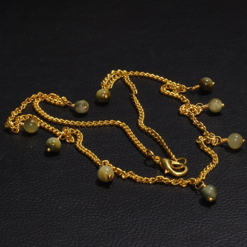 Natural Balls Necklace 925 Silver Necklace 14k Gold Filled Smooth Cat/'s Eye Smooth Balls Necklace Natural Cat/'s Eye Necklace