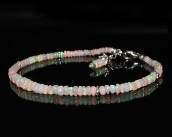 Coller de perles en opale de feu éthopenne naturelle, 18 pouces, en
