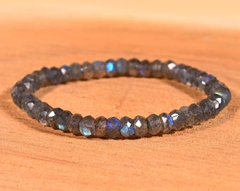 ラブラドライト天然石ブレスレット - 純粋な天然石 - ハンドメイド