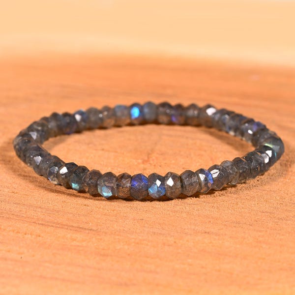 Armband med naturlig labradorit, töjbart labradoritarmband, för kvinnor, pärlarmband, elastiskt armband, minimalistiskt armband,