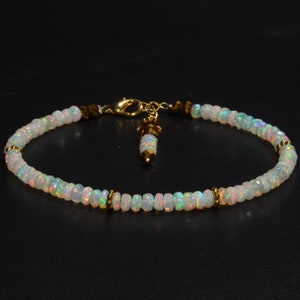 Natural Ethiopian Faceted Opal Bracelet - Faceted Opal Bracelet - Silver Opal Bracelet - Multi Fire Opal Bracelet - Handmade Bracelet