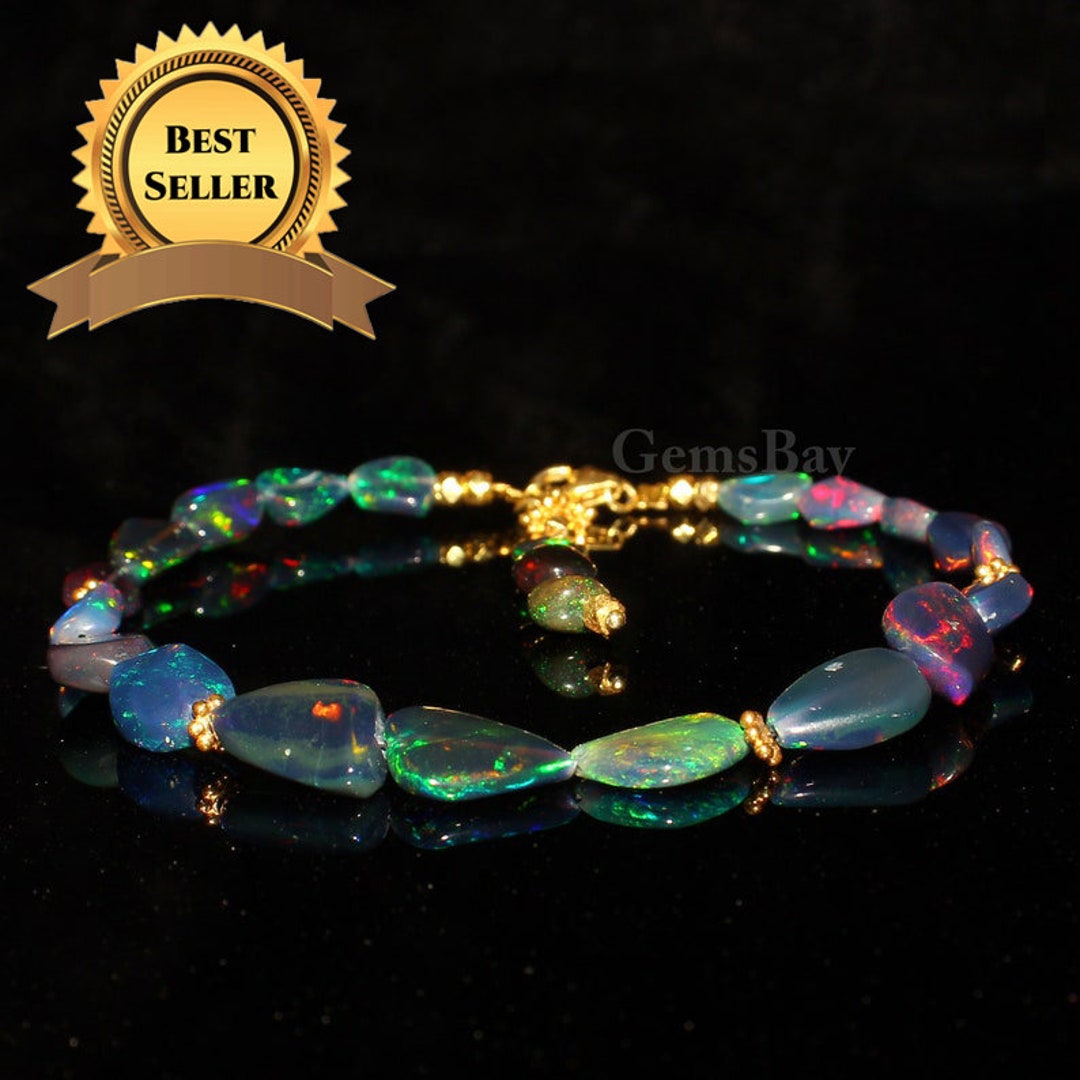 Natural Tumble Opal Bracelet, Natural Black Opal Bracelet, Natural