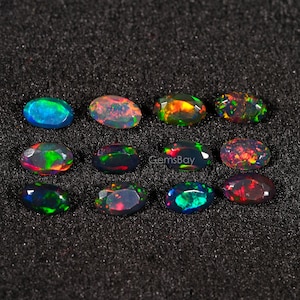 3x5 MM Opal, AAA Quality Opal, Natural Ethiopian Black Faceted Opal, Opal Jewelry, Welo Fire Opal Faceted, Faceted Gemstone, Oval Shape Opal