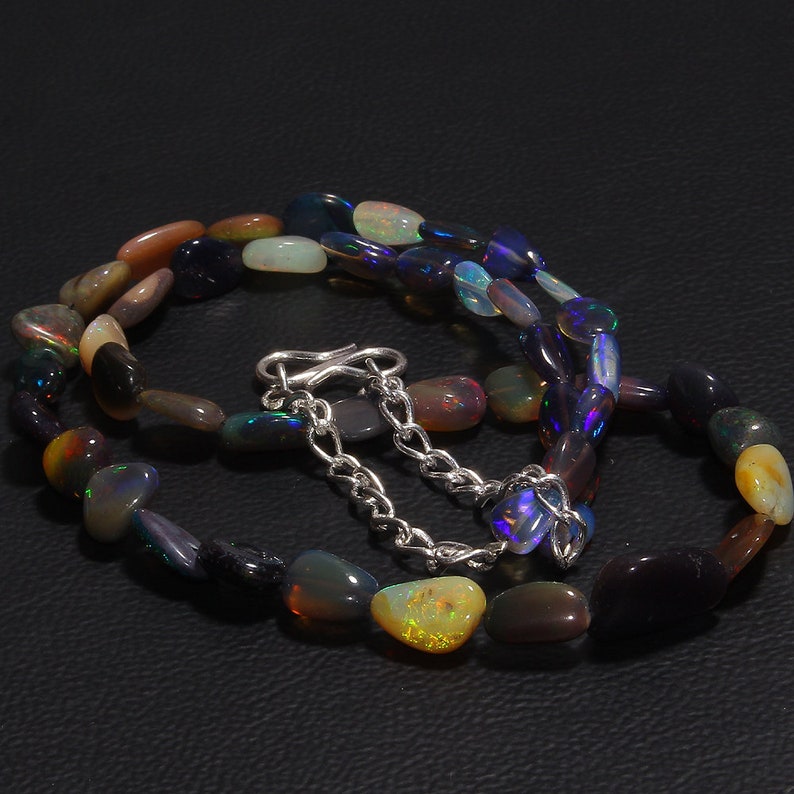Natural Ethiopian Opal Tumble Necklace Opal Tumble Necklace 51 Carat 16 Opal Tumble Necklace -Multi Fire Opal Necklace -Opal Necklace