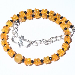 Orange Opal Armband, äthiopisches Opal Armband, schwarzes Spinell Armband, Perlen Armband, Spinell Armband, Orange Opal, echtes Armband
