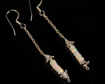 Genuine Opal Earring, Opal Earring, 925 Sterling Silver Earring, Fire Opal Earring, Natural Faceted Opal Earring, October Birthstone Jewelry