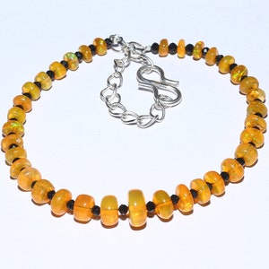 Orange Opal Armband, äthiopisches Opal Armband, schwarzes Spinell Armband, Perlen Armband, Spinell Armband, Orange Opal, echtes Armband