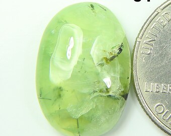 Cabujón de prehnita verde natural – Piedra preciosa suelta hecha a mano