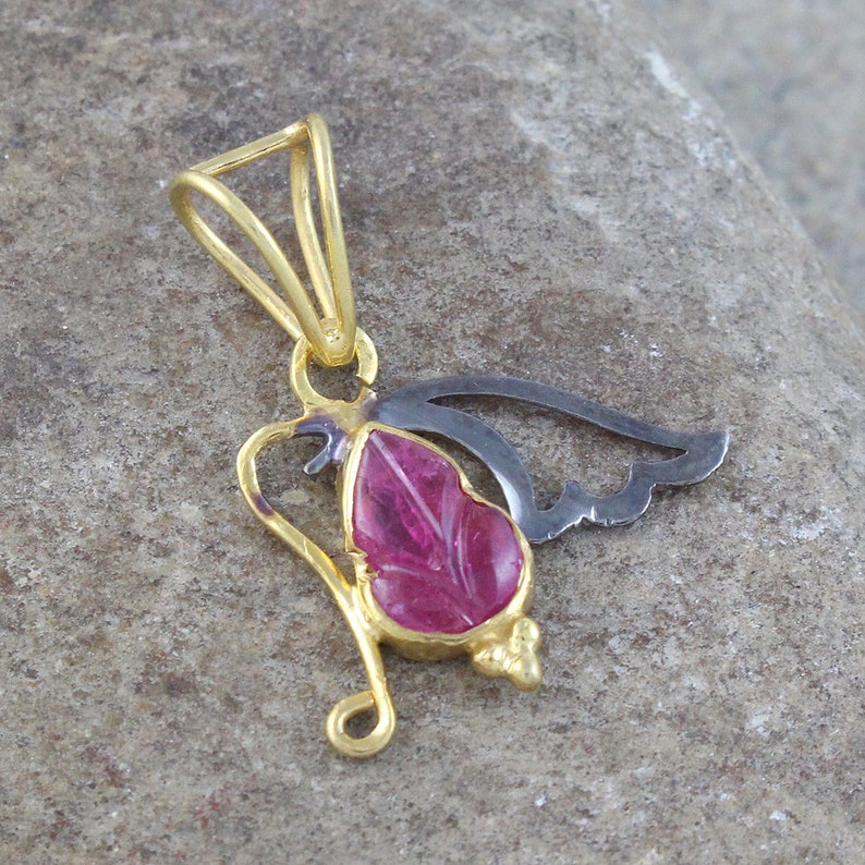 Butterfly Pendant Natural Tourmaline Pendant Tourmaline Jewelry Natural Gemstone Pendant Christmas Gift Silver Pendant Pendant
