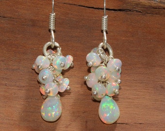 Women Dangle Earring, Natural Ethiopian Opal Earring, Opal Beads Earrings, 925 Sterling Silver Earring, Opal Earring, Tumble Opal Earring
