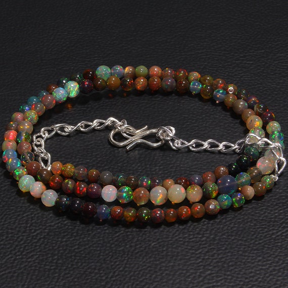 36カラット 17インチ - 天然エチオピア産オパールボールネックレス