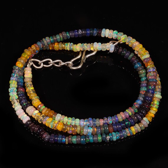 愛らしいオパールネックレス、天然エチオピア産ファイヤーブラック