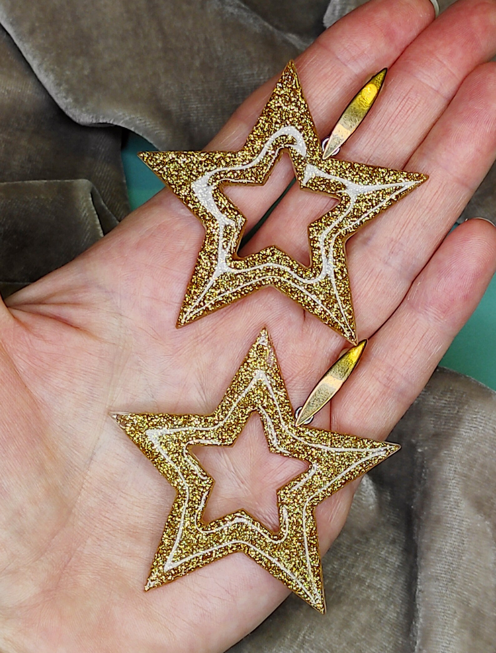 Epoxy resin earrings Large star earring Lightweight earring Etsy