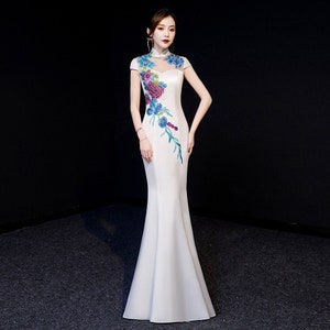 Upper Version China Wedding Cheongsam, Chinese Bridal Qipao Dress, Tea Ceremony, Gown 2022, Bridesmaid Embroidery Mermaid Long Evening