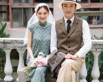Old Time Qipao 旧时光半开襟旗袍, For Engagement Wedding Ceremony, Vintage China Loose Qipao, Cheongsam Revival Design, Length by 110/120 &130cm