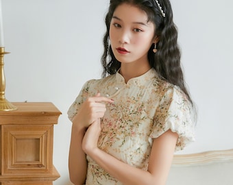 Dress Slim fit Girl's Simple Qipao Clothes Casual Dress Cheongsam Soft 