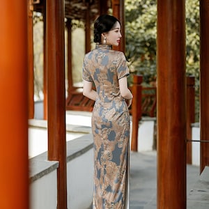 Vintage China Spring Summer Cheongsam, Classic Flowe Qipao,Tea Ceremony, Prom dress, Bridesmaid Dress, Gift for Wife, Blue Red Colors