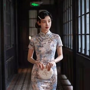 Traditional Chinese Cheongsam for Young Lady, Classic Old Shanghai Qipao Dress , Full Length Tea Ceremony Prom dress, Charm of Woman