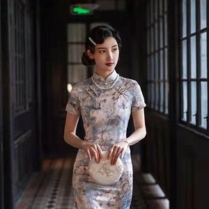 Traditional Chinese Cheongsam for Young Lady, Classic Old Shanghai Qipao Dress , Full Length Tea Ceremony Prom dress, Charm of Woman