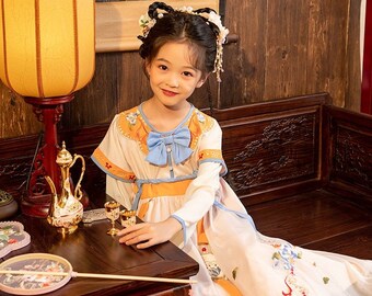 3-15 Years' Gilrs Chinese Hanfu Dress,Tang Dress long Sleeves, Baby/ Kids Costume,2021 Autumn Dress, Lolita Fairy tale,Embroidery Ru Skirt