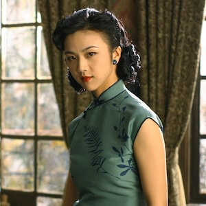 Tang Wei Blue Qipao in Movie《Caution》Vintage Light Blue Qipao, Cheongsam Revival Design, 120&130cm Length