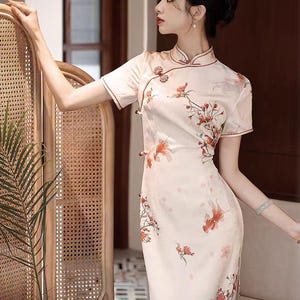 New Sexy Design《芳华》Spring Summer Vintage Chinese Cheongsam Long Length Qipao S-3XL, Classic Floral Pattern