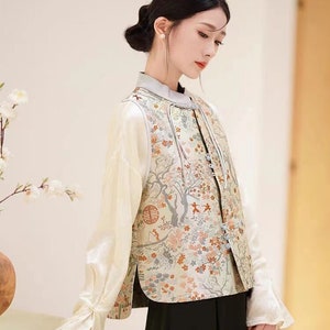 New Premium Vest, Vintage Chino Style Woman Autumn Winter Vest For Christmas/ CNY, Match to Shirts/Skirt Solid Pattern Light Gray-Blue Color