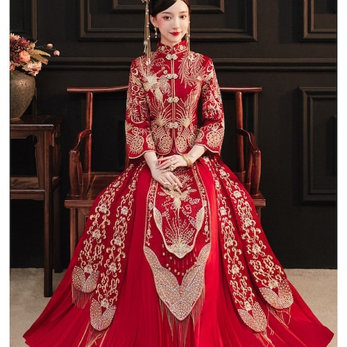 Traditional Chinese Bridal Red Wedding Xiuhe Dress茹茵 | Etsy Australia