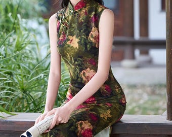 Doveyaf New Summer Chinese Sleeveless Woman Cheongsam Dress China Qipao  Floral Pattern Lined Size S-3XL - Etsy