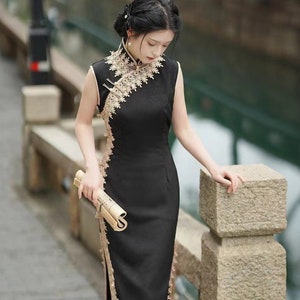 Black and gold chinese dress on sale