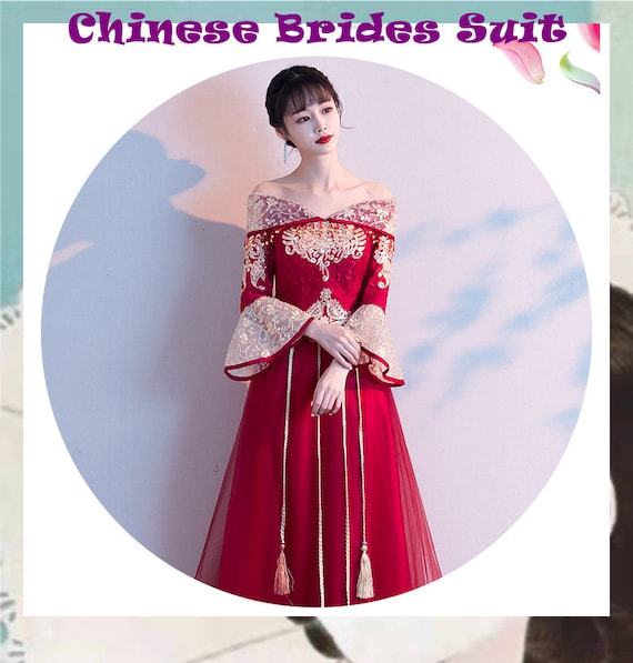 Traditional Chinese Bridal Red Wedding Dress, China Bride Gown , Evening  Toast Suit, Classical Embroidery Flowers Full Length - Etsy