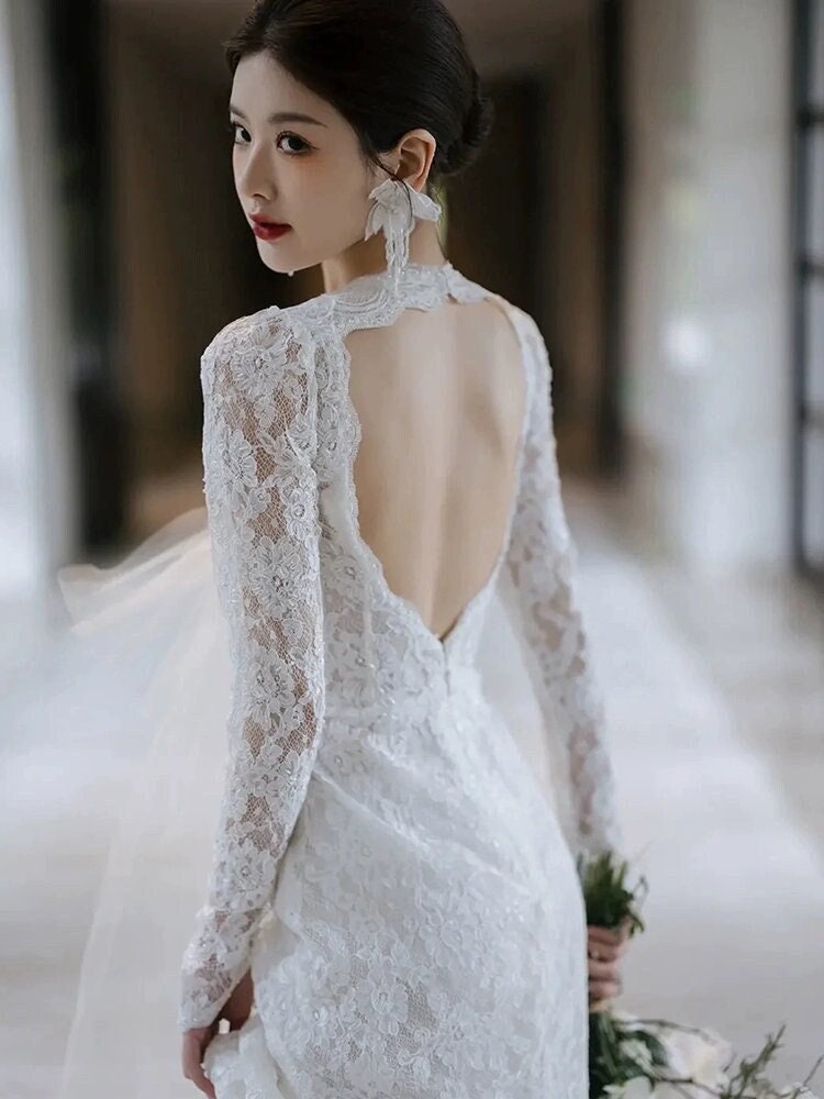 love of details white lace backless maxi dress Farida White Lace Maxi Dress - US 14