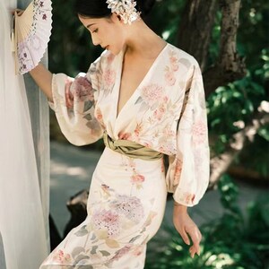 Unique Bridal,Bridesmaid PJ Lingerie Wedding Morning Gown Dress, Wedding Night Set, Hanfu Style, Printed Penoy Bath Suit, Lady Pajamas image 8