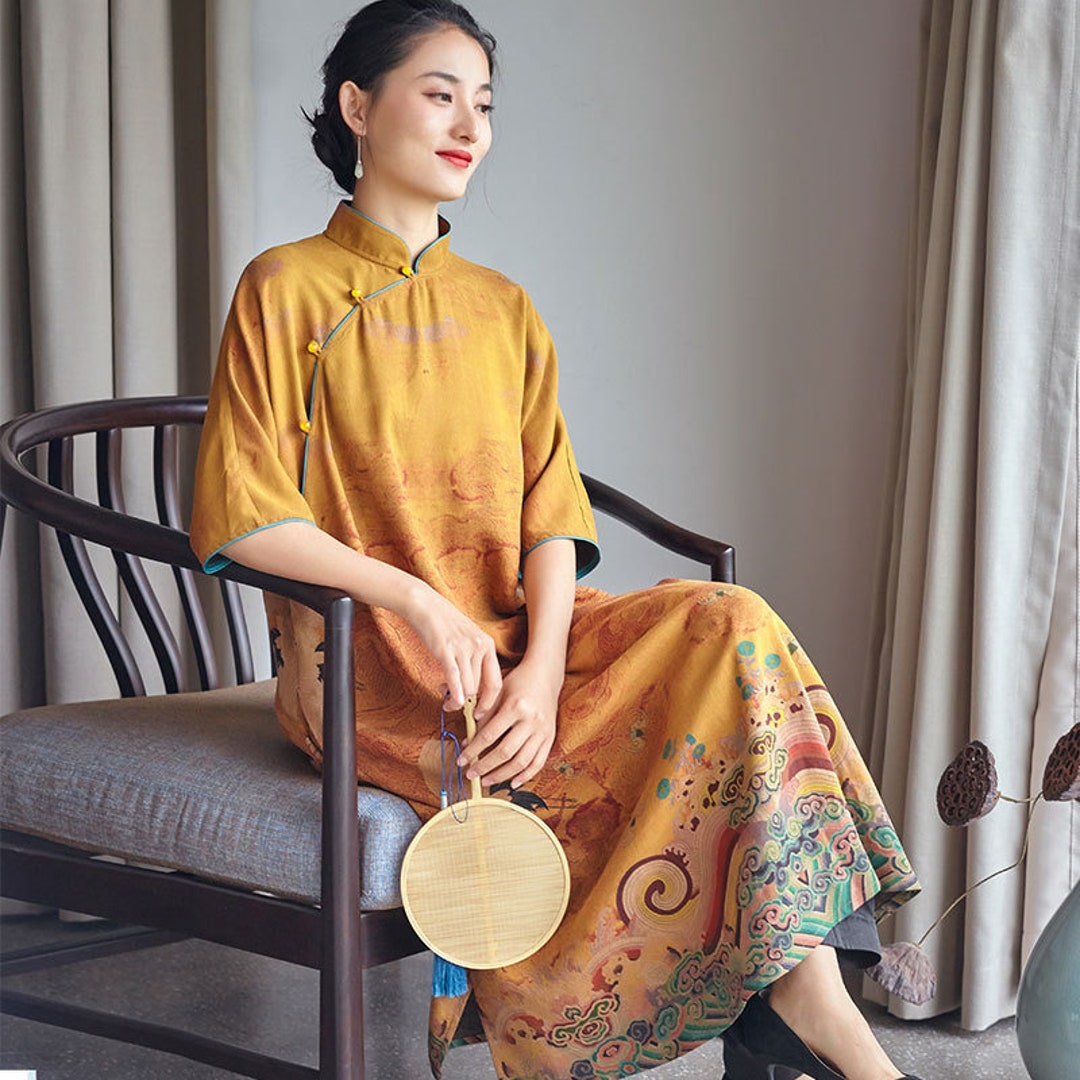 Vintage Chinese Xiangyusha Cheongsam, 100% Mulberry Silk Qipao Dress ...