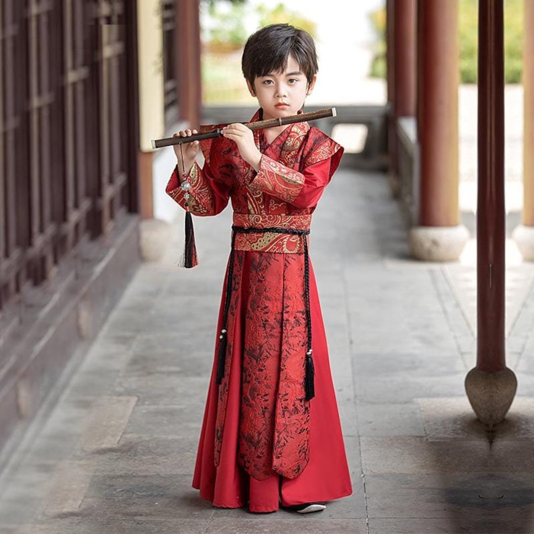 Buy Little Boy's Chinese Swordsman Hanfu Robe, Dress+ribbon Christmas/cny  Celebration China Costume, Golden Pattern Prince Kungfu Suit, Design