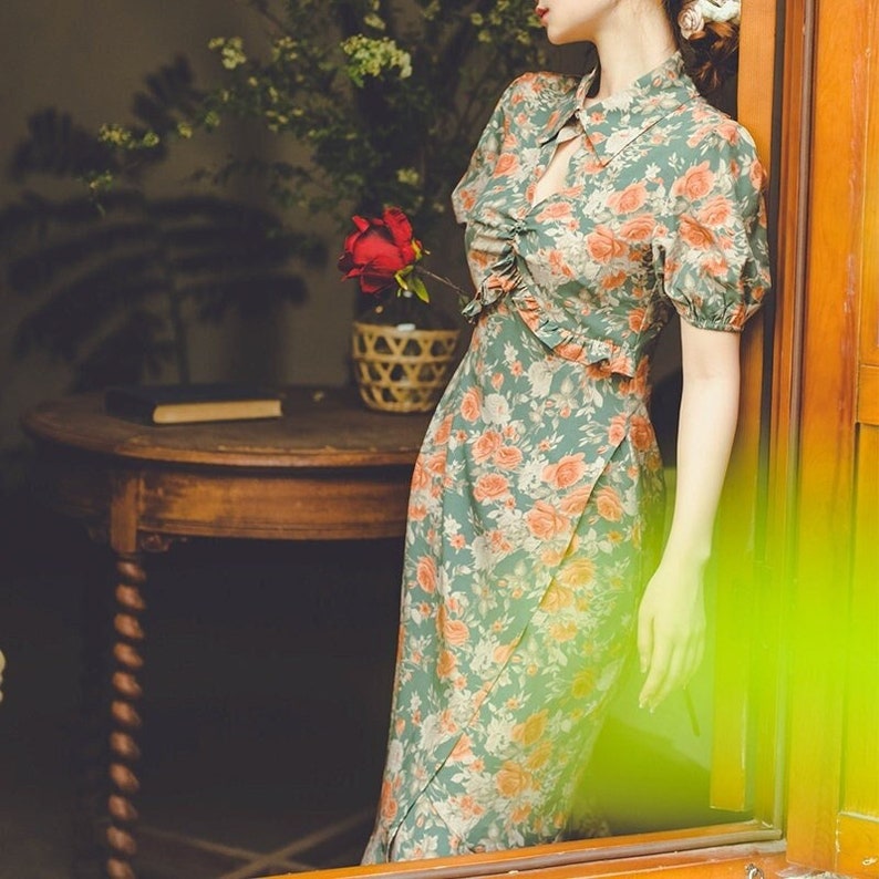 New Design Summer China Modern French Cheongsam Dress, Mermaid Colorful shops Floral Pattern, Tea Ceremony, Young lady Summer dress