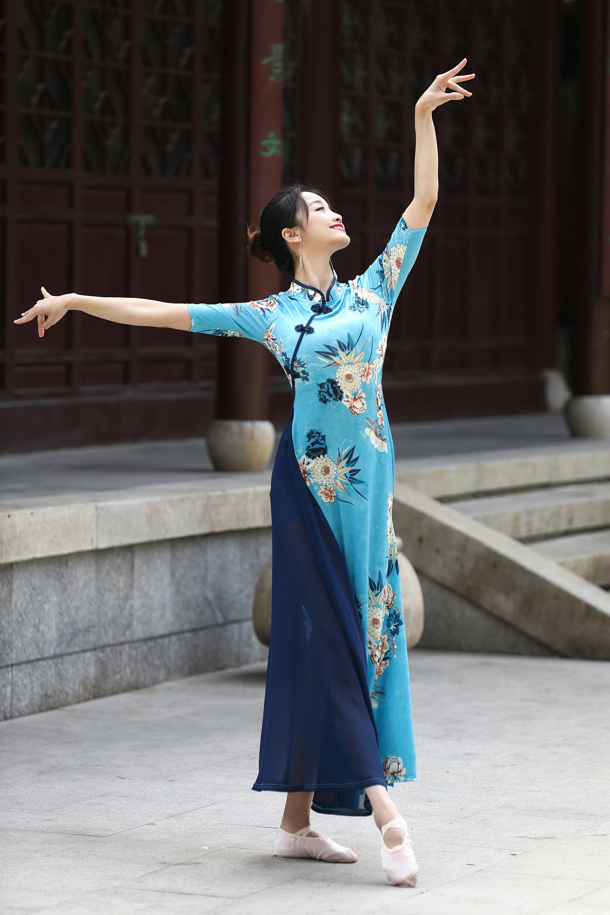 Robe Cheongsam Pour Fille - Style Chinois, Col Montant, Boucle Dorée, Manches Courtes - Idéale Pour Le Nouvel An, Fêtes Ou école - 13