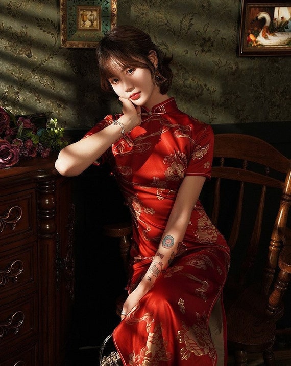 fitted lace wedding dress Amazon.com: Womens Chinese Dress main image 1
