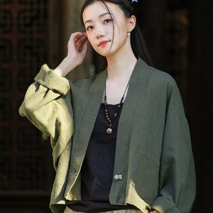 New China Tang Suit Girl&#39;s Spring Ramie Linen Loose Jacket, Chinese Literary Sash Wash Ramie, Liziqi Fashion, Linen Shirt